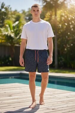 NWT Mosmann Men's XL Leopard Print Swim Trunks Blue Black Quick Dry Shorts